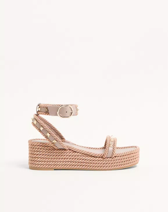 Valentino Rockstud Flatform Sandal In Calfskin 45Mm - Image 1